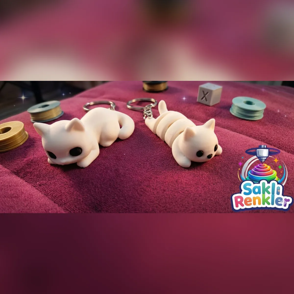 Hareketli kedi anahtarlık